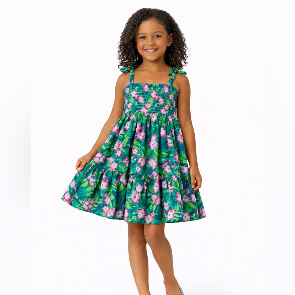 Janie and Jack girl THE LEILANI HIBISCUS SMOCKED SUNDRESS size 8